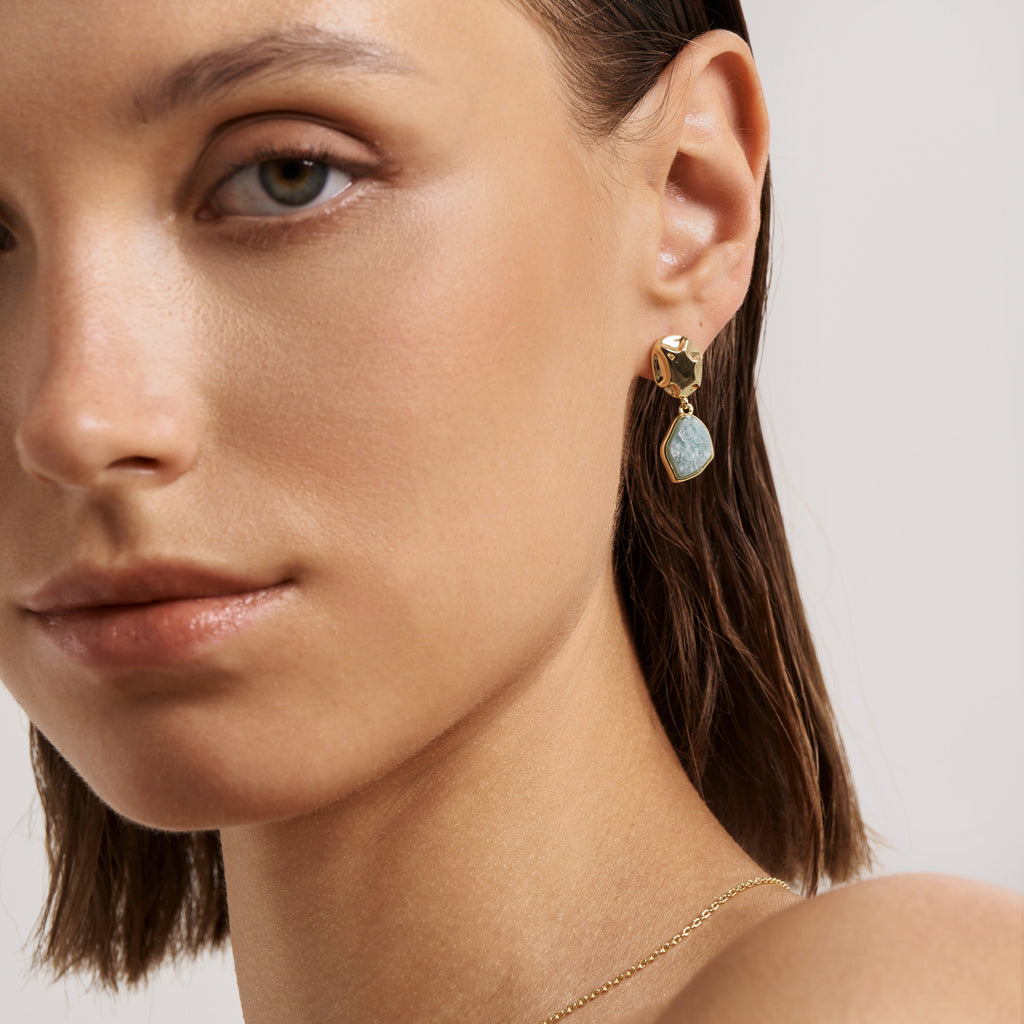 Raw Aquamarine Earrings