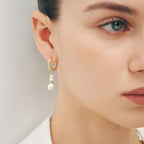Gold Hoop Pearl Earrings