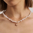 Raw Rose Quartz Pearl Necklace
