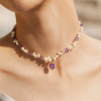 Raw Amethyst Pearl Necklace