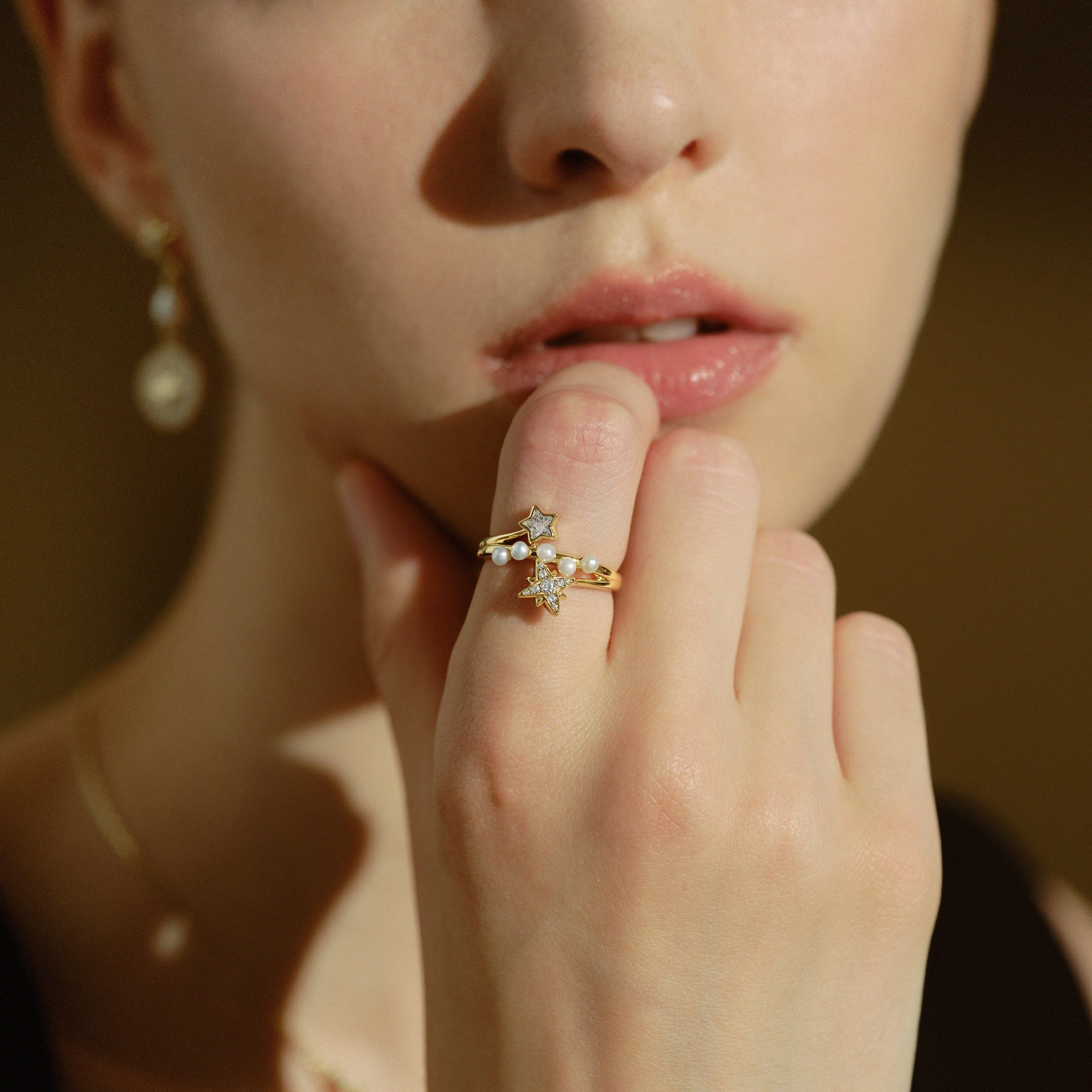 Celestial Double Star Open Ring
