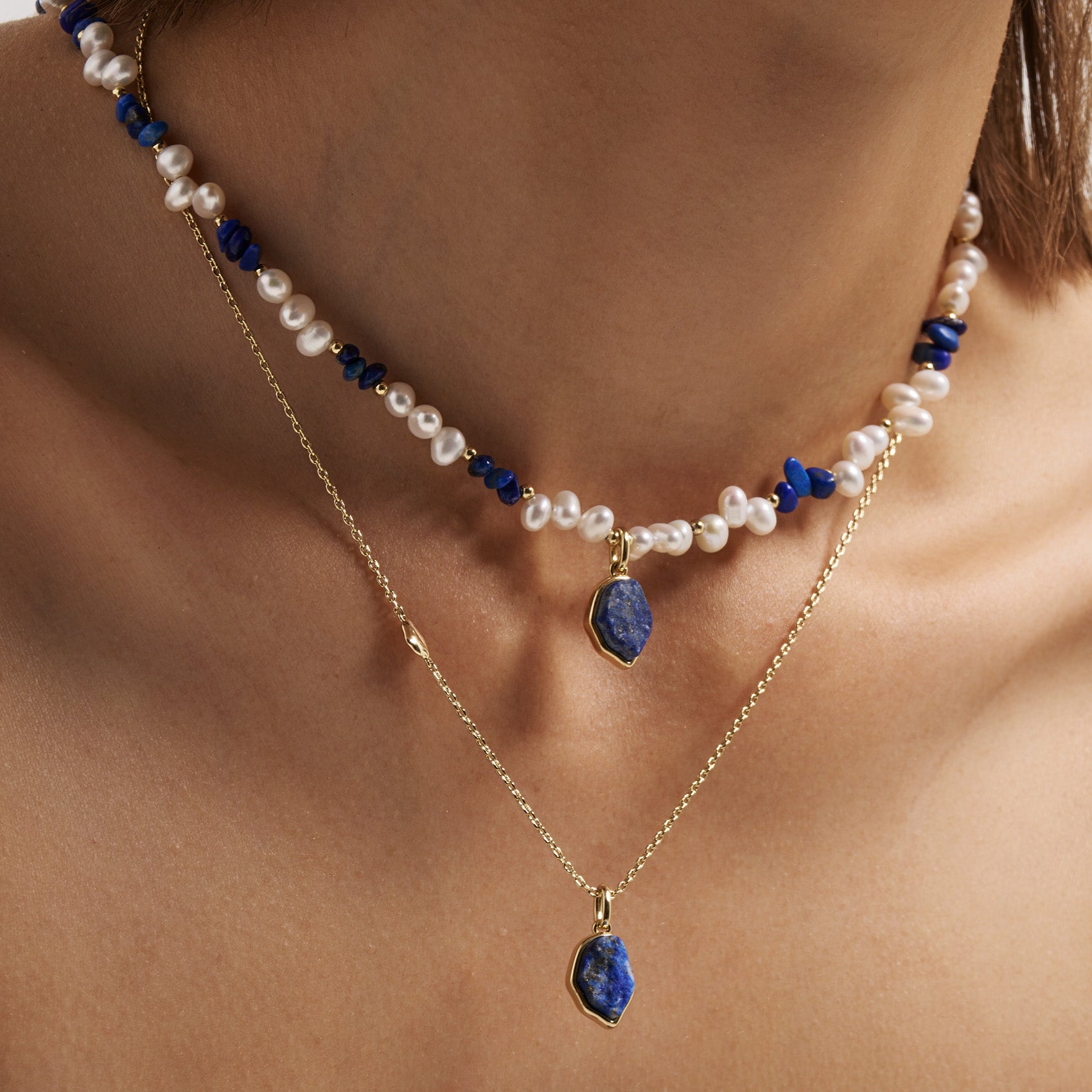 Raw Lapis Lazuli Pearl Necklace