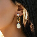 White Baroque Pearl Earring