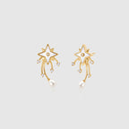 Radiant Star Pearl Drop Earrings