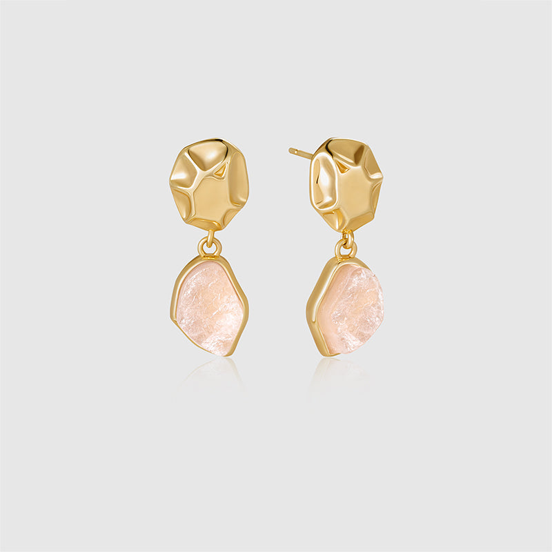 Raw Rose Quartz Earrings