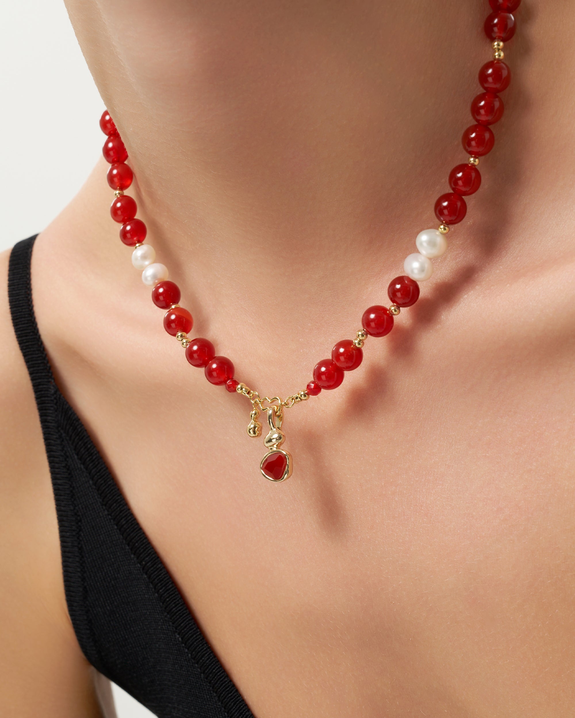 Wulu Red Agate Beaded Necklace