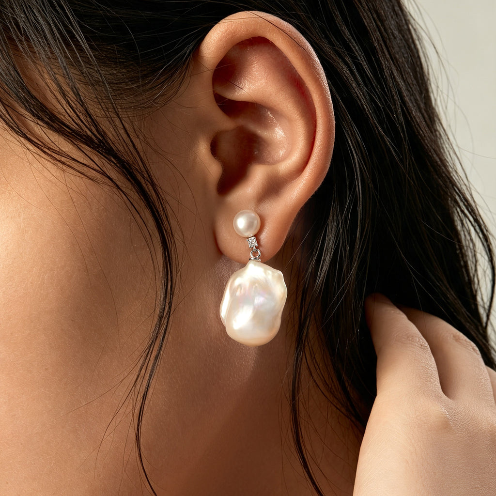 Lotus Baroque Pearl Earrings