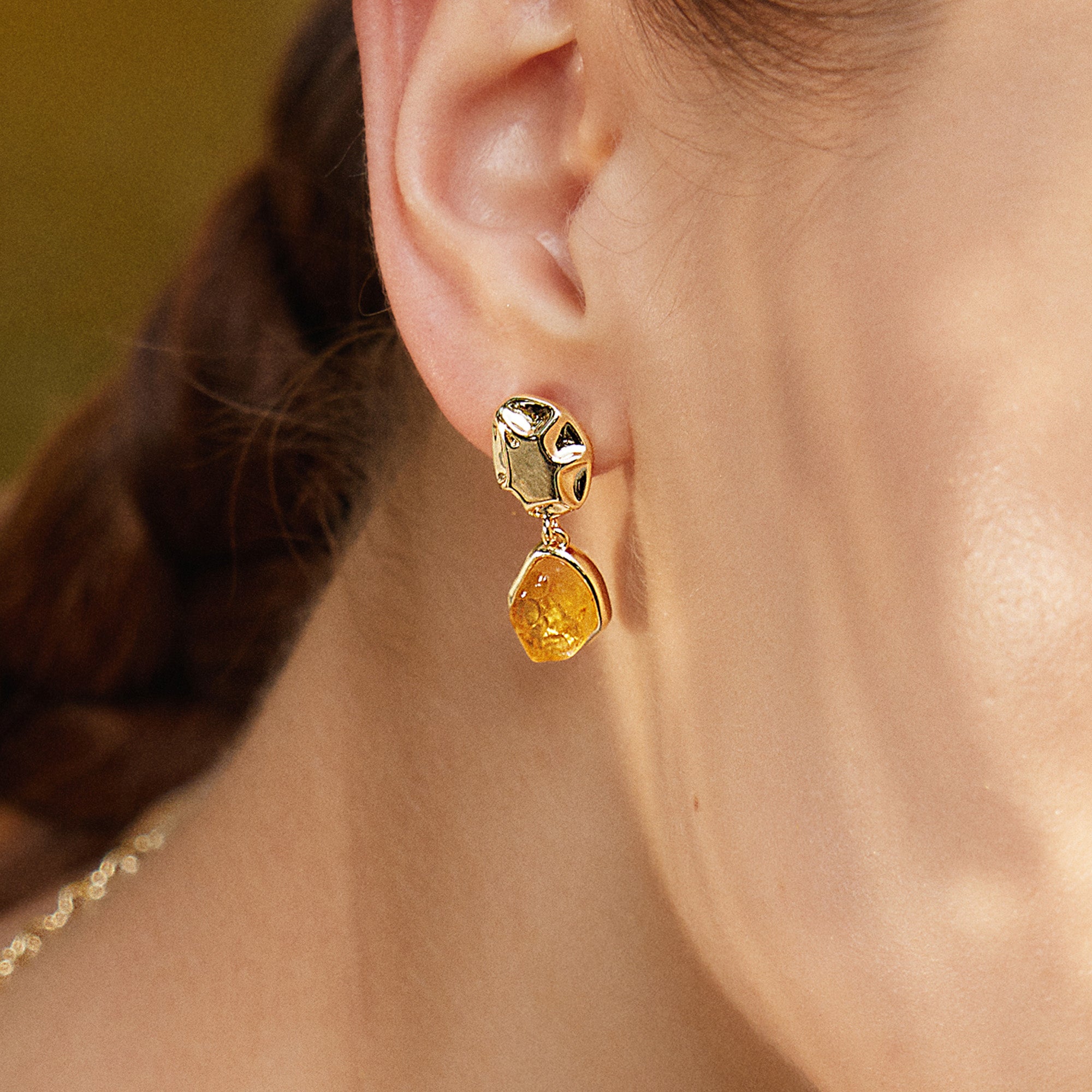 Raw Citrine Earrings