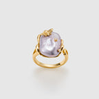 Lavender Baroque Pearl Bee Open Ring