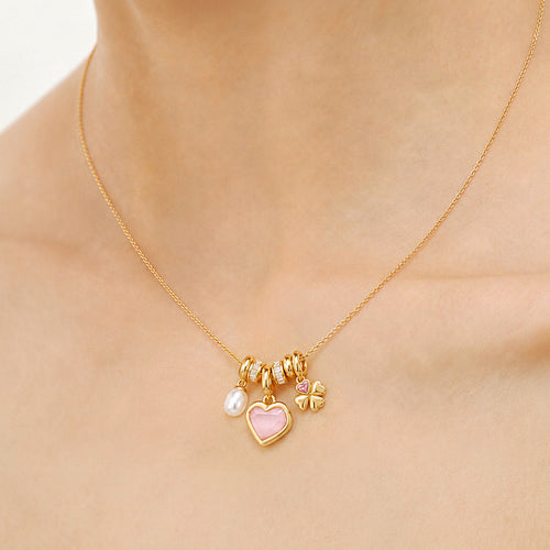 Blush Heart Pearl Charm Necklace