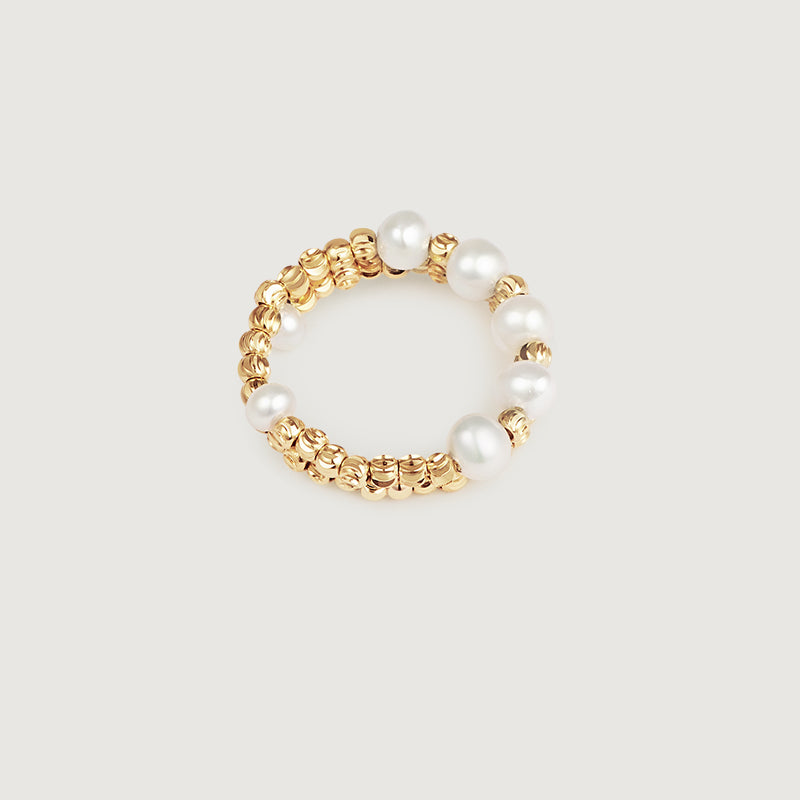 Gold Hoop Pearl Ring