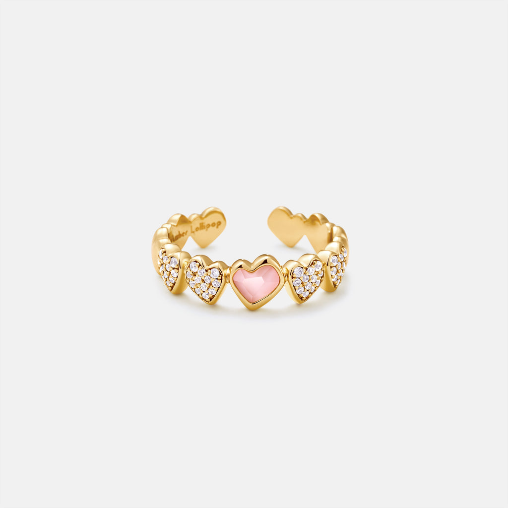 Blush Heart Rose Quartz Open Ring