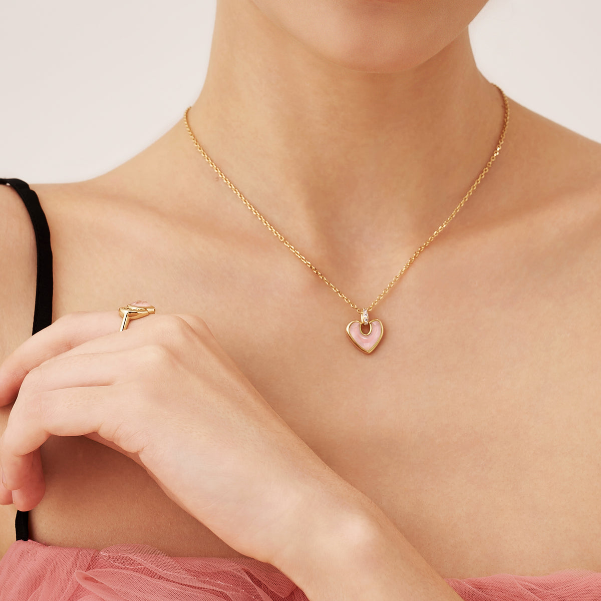 Blush Heart Rose Quartz Necklace