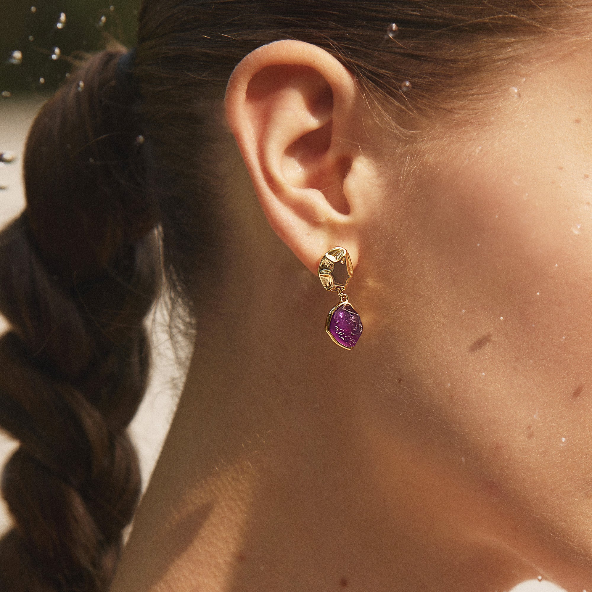 Raw Amethyst  Earrings
