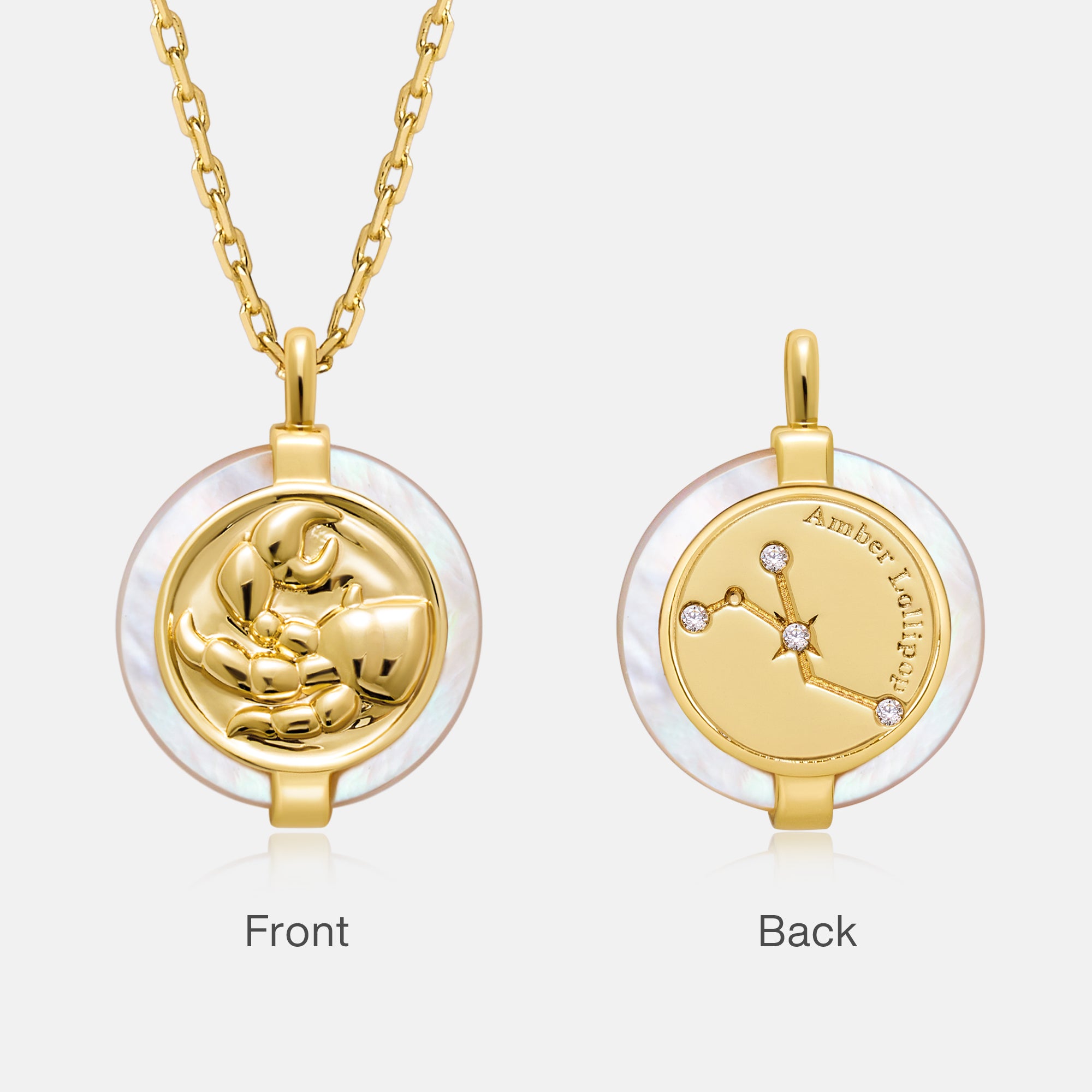 Stellar Zodiac Charm Mother of Pearl Necklace