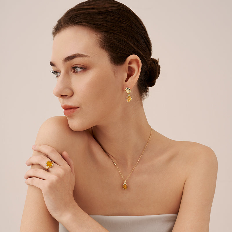Raw Citrine Earrings