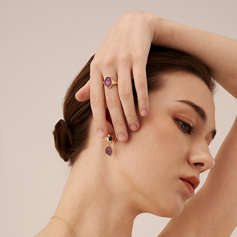 Raw Amethyst Open Ring