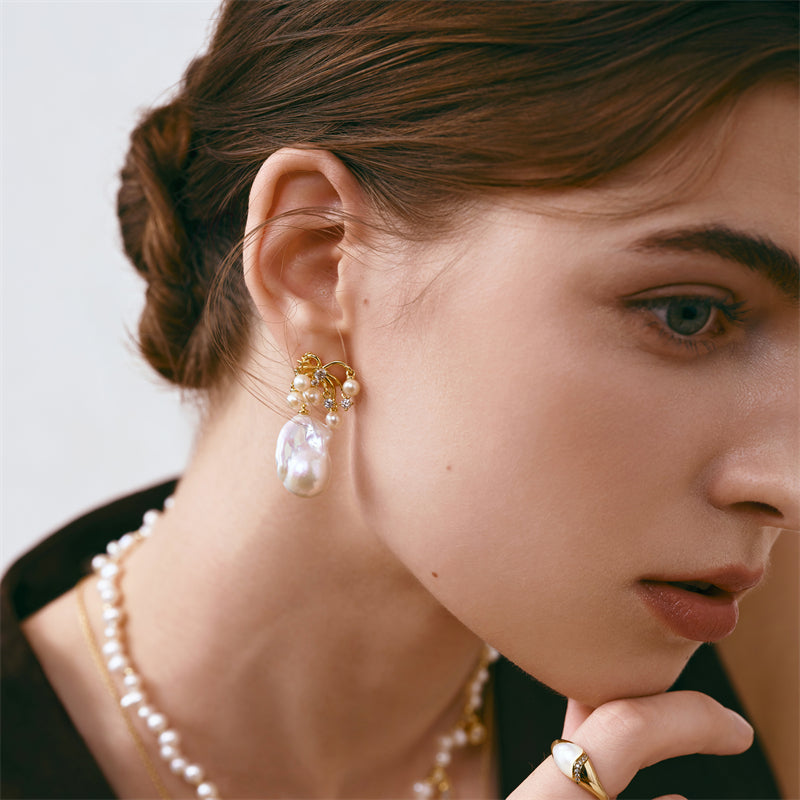 Champagne Moment Baroque Pearl Earrings