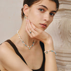 Raw Blue Topaz Pearl Bracelets