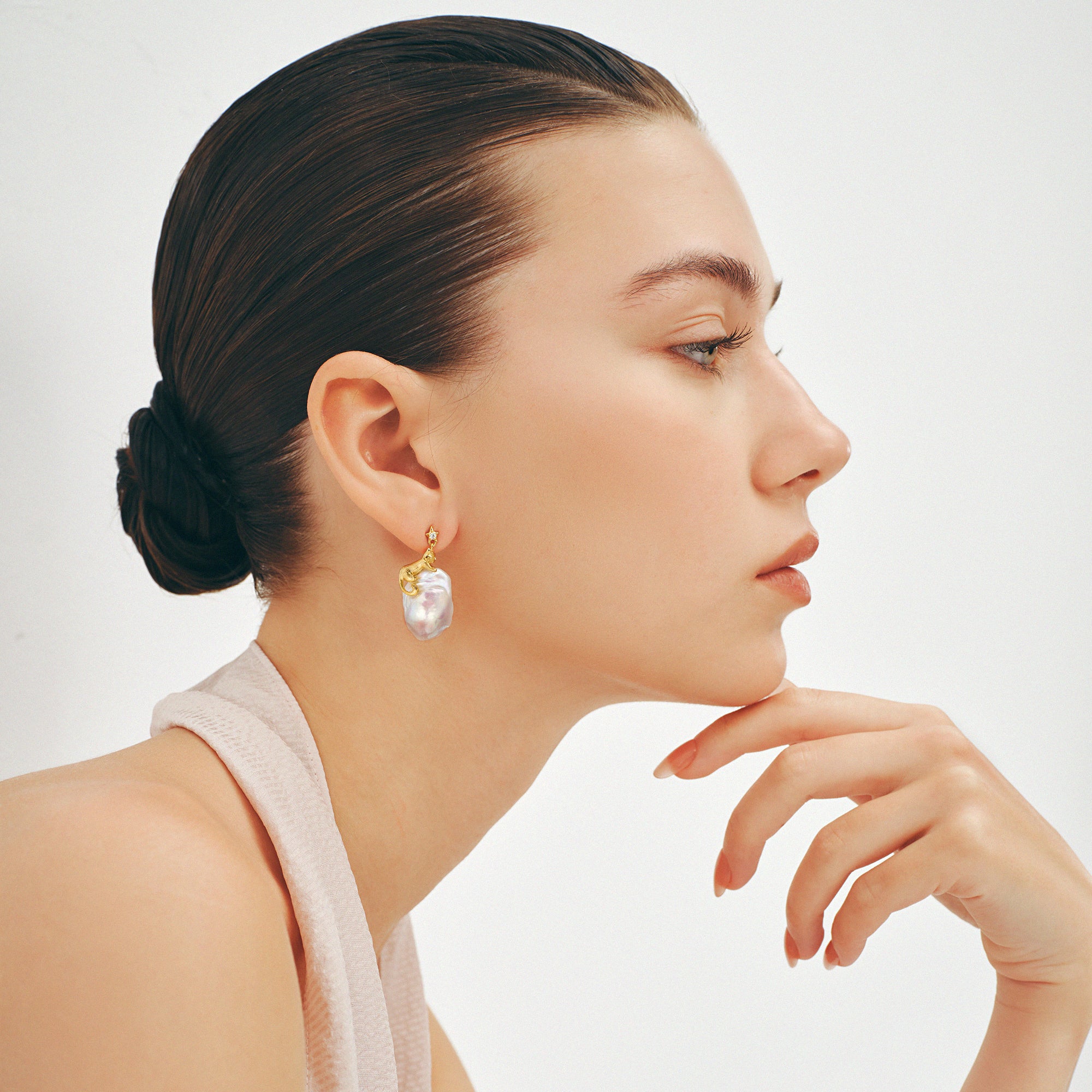 Cat Baroque Pearl Earrings