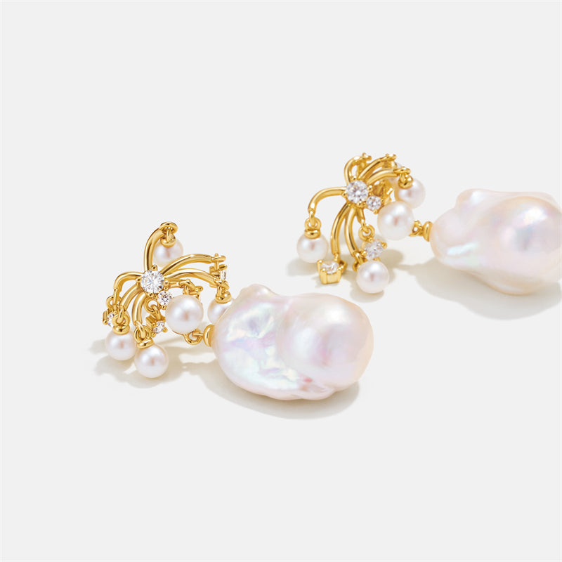 Champagne Moment Baroque Pearl Earrings