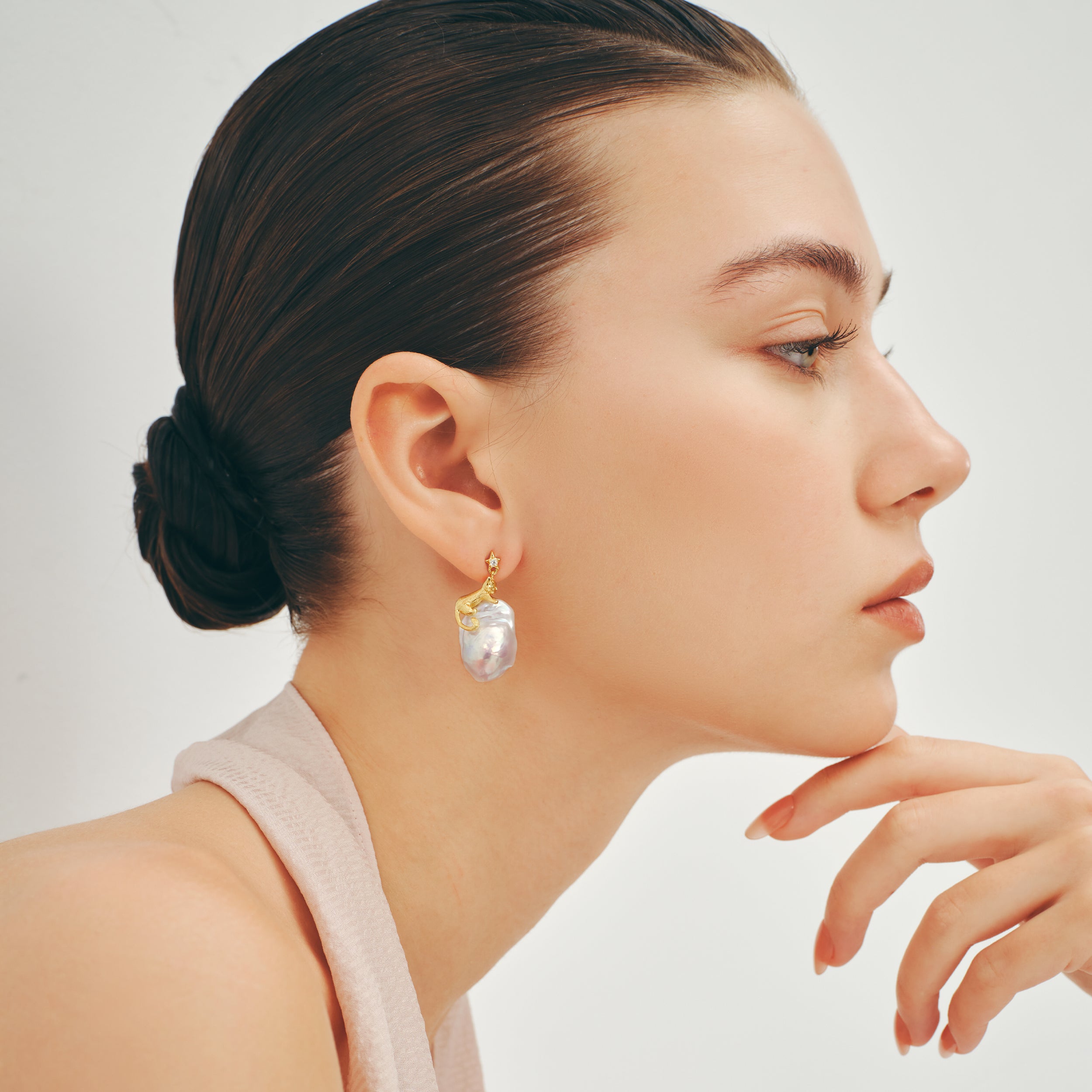 Cat Baroque Pearl Earrings