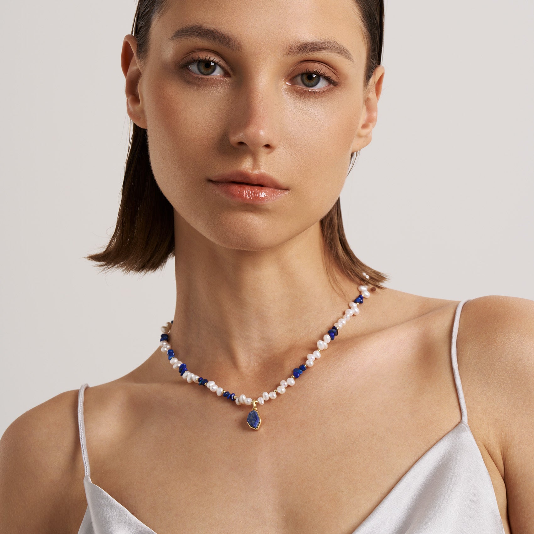Raw Lapis Lazuli Pearl Necklace