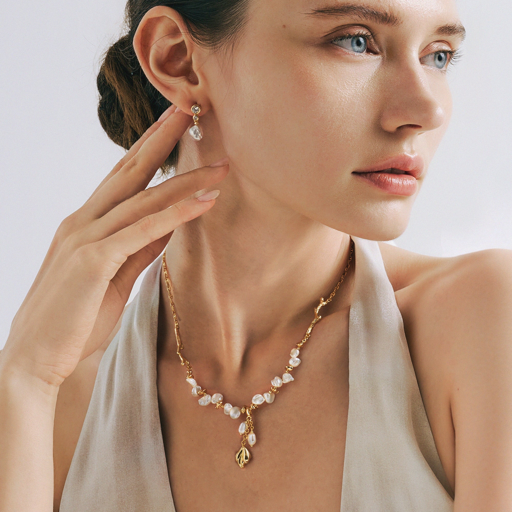 Floriography Keshi Pearl Branch Necklace