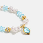 Raw Blue Topaz Pearl Bracelets