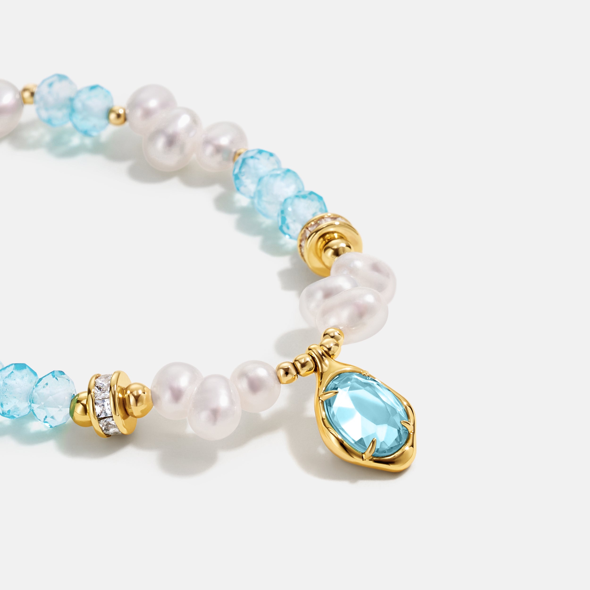 Raw Blue Topaz Pearl Bracelets