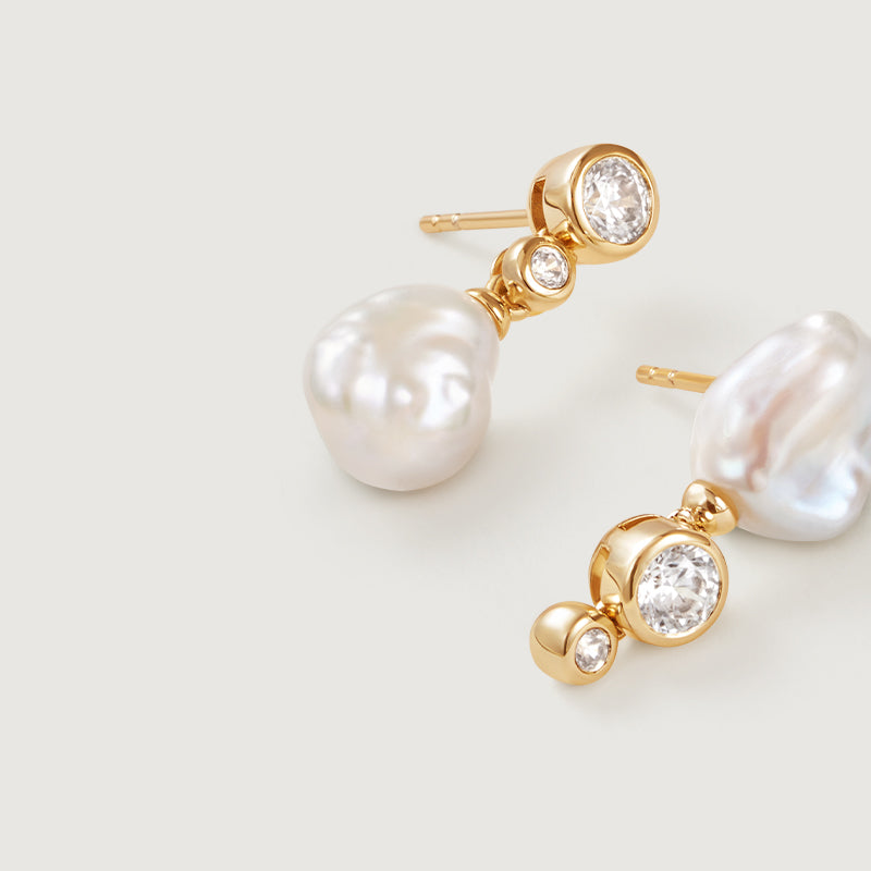 Floriography Pearl Asymmetric Drop Earrings