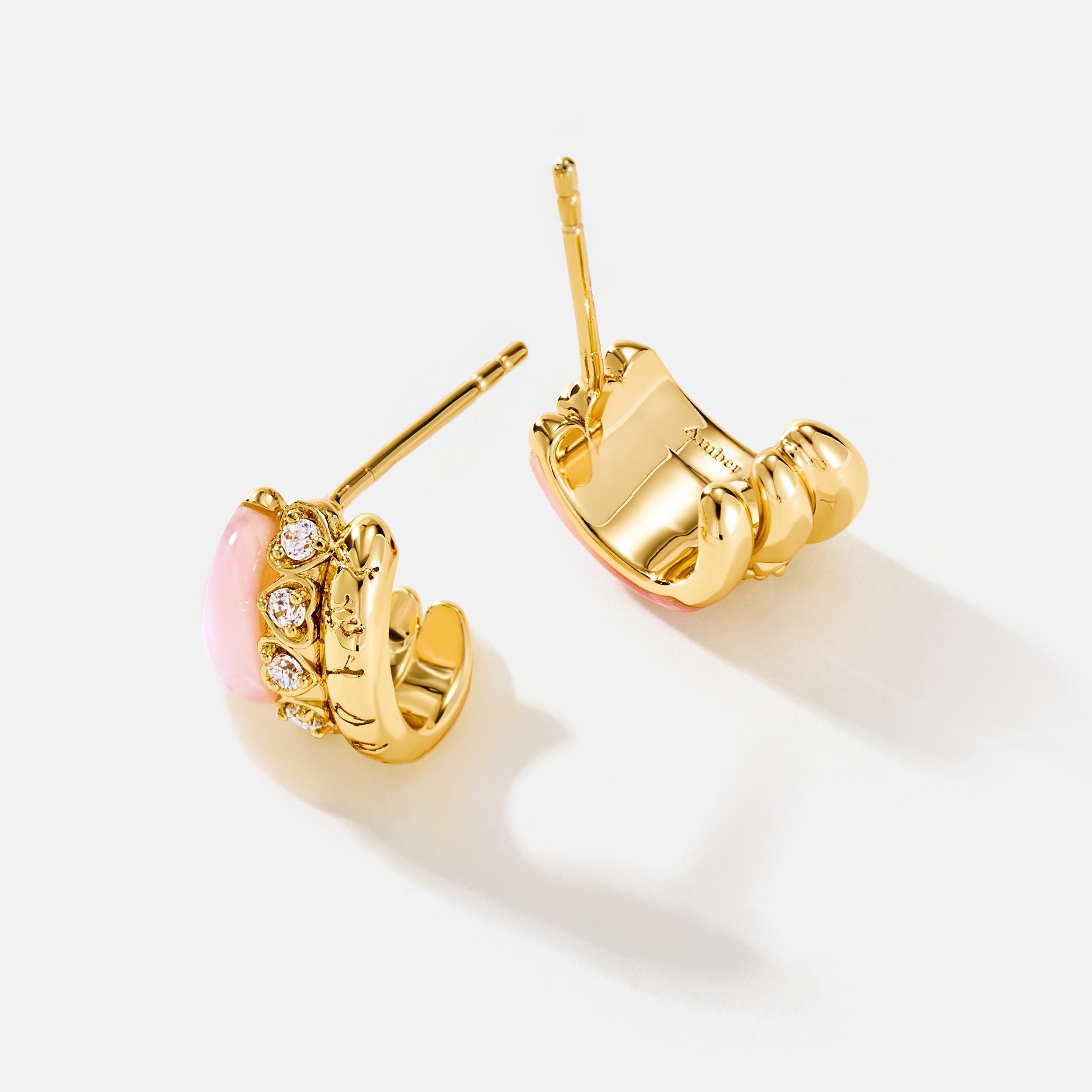 Pink Mother of Pearl C Hoop Earrings