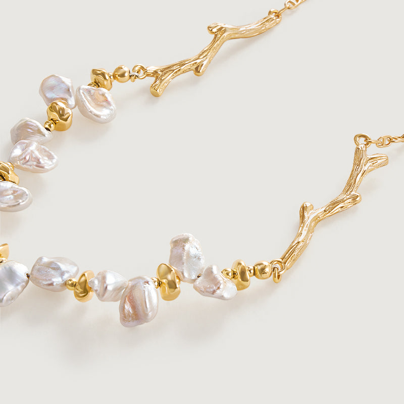 Floriography Keshi Pearl Branch Necklace