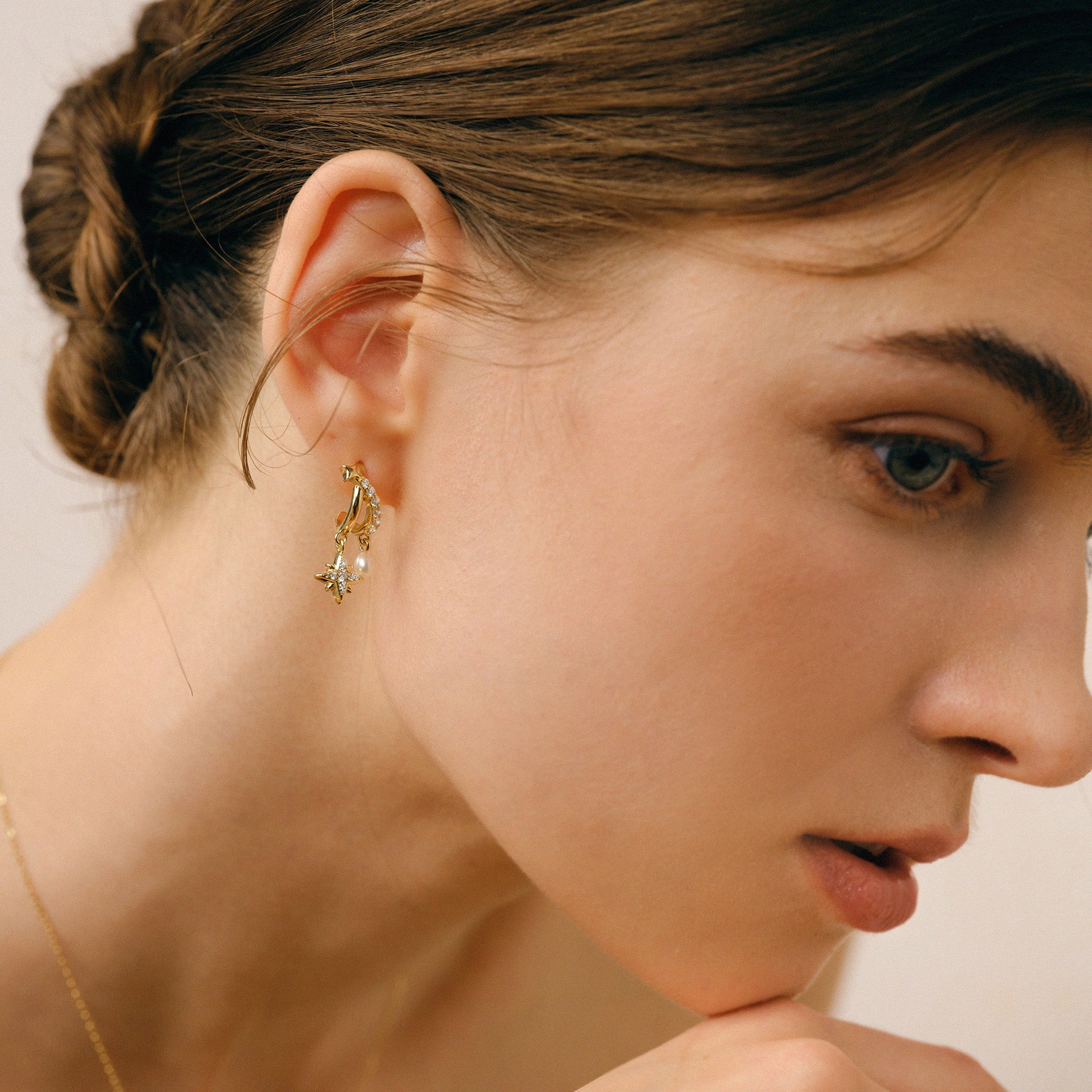 Celestial Crescent Pearl Earrings