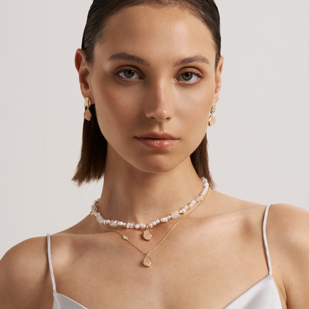 Raw Rose Quartz Earrings