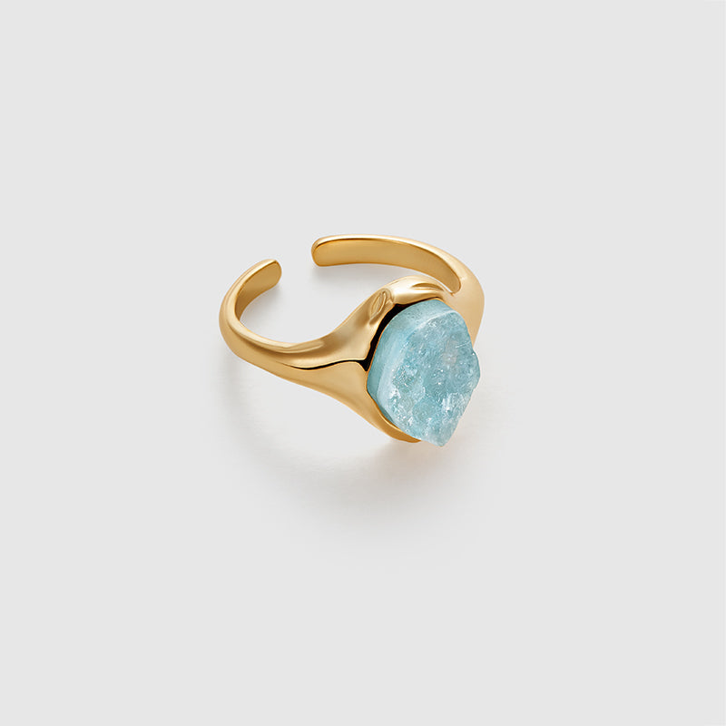 Raw Aquamarine Open Ring