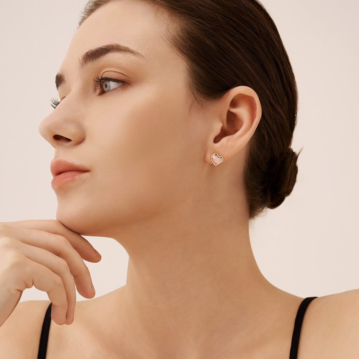 Blush Heart Rose Quartz Stud Earrings