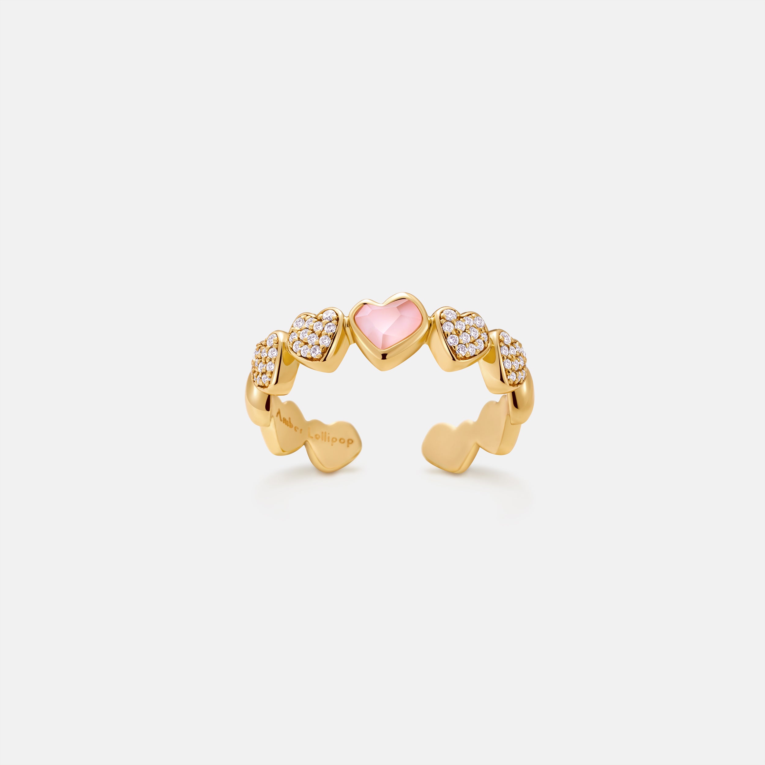 Blush Heart Rose Quartz Open Ring