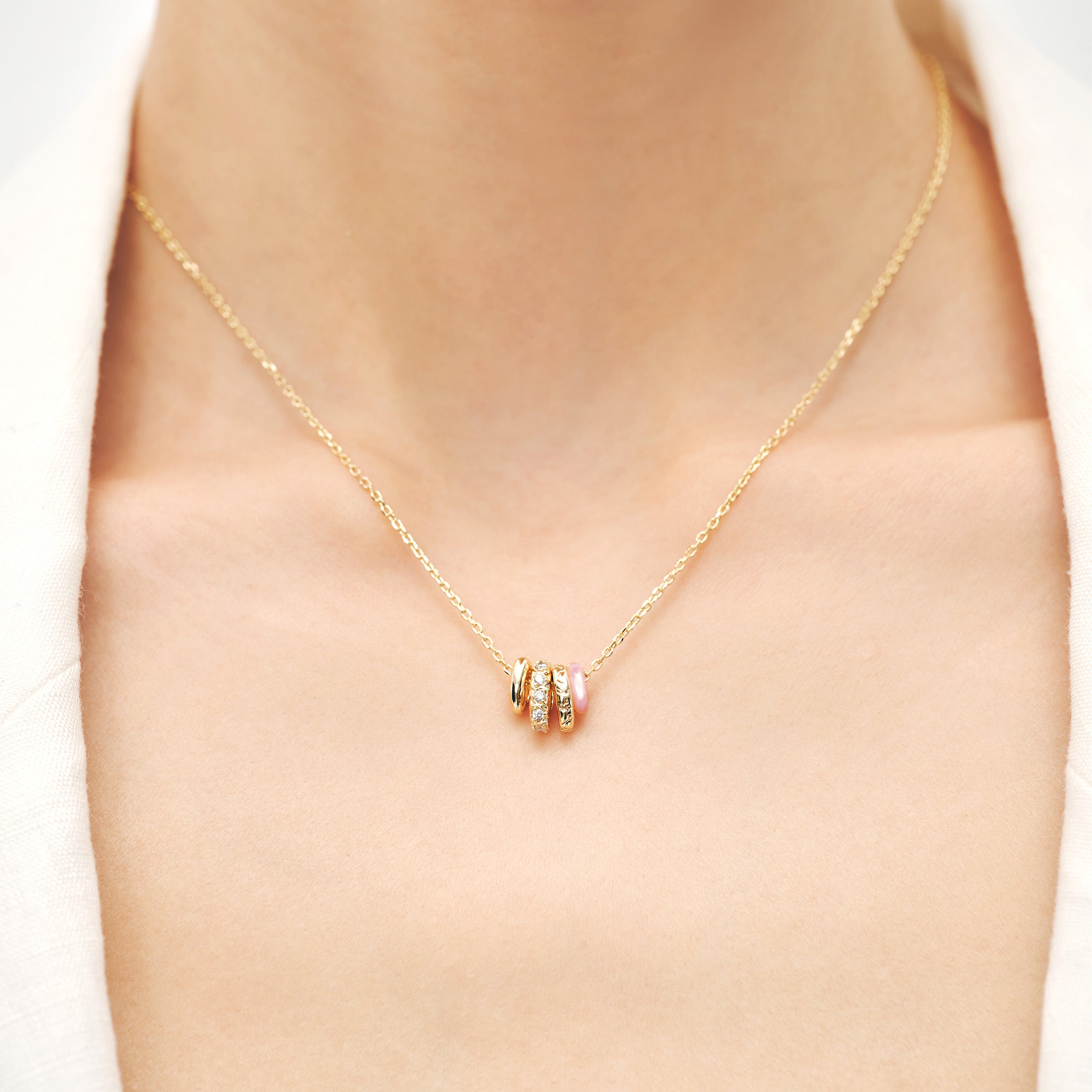 Pink Mother of Pearl Pendant Necklace