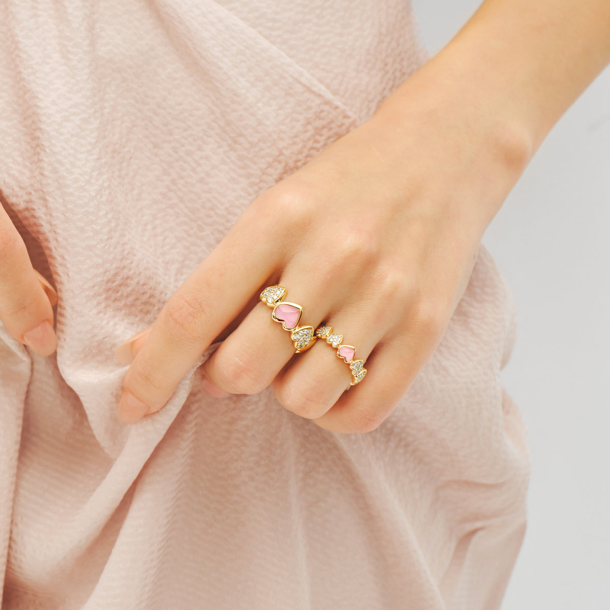 Blush Heart Rose Quartz Open Ring