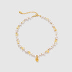 Raw Citrine Pearl Necklace