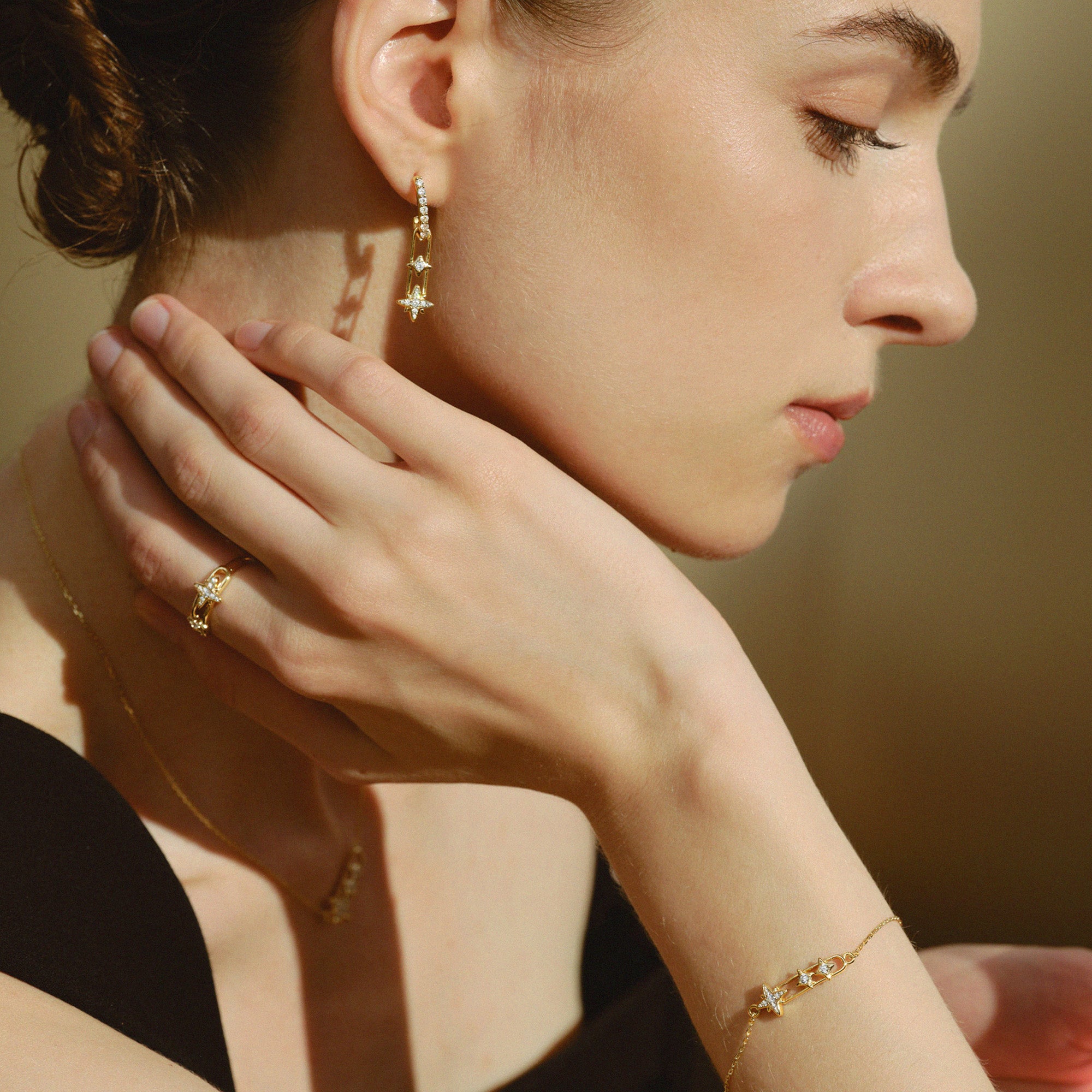 Celestial Star Paperclip Drop Earrings