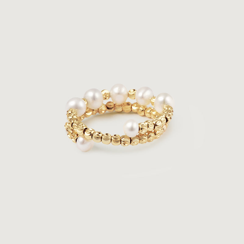 Gold Hoop Pearl Ring