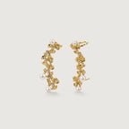 Gold Ginkgo Leaves Pearl Earrings