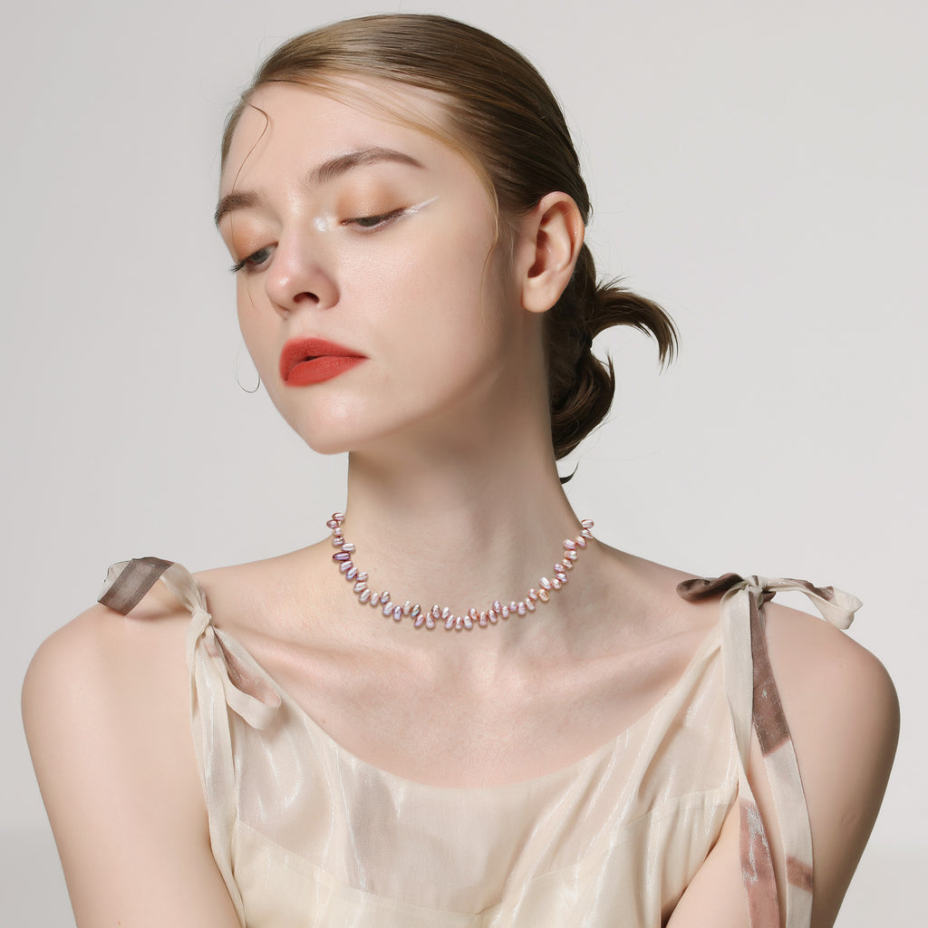 Irregular Choker Purple Pearl Necklace