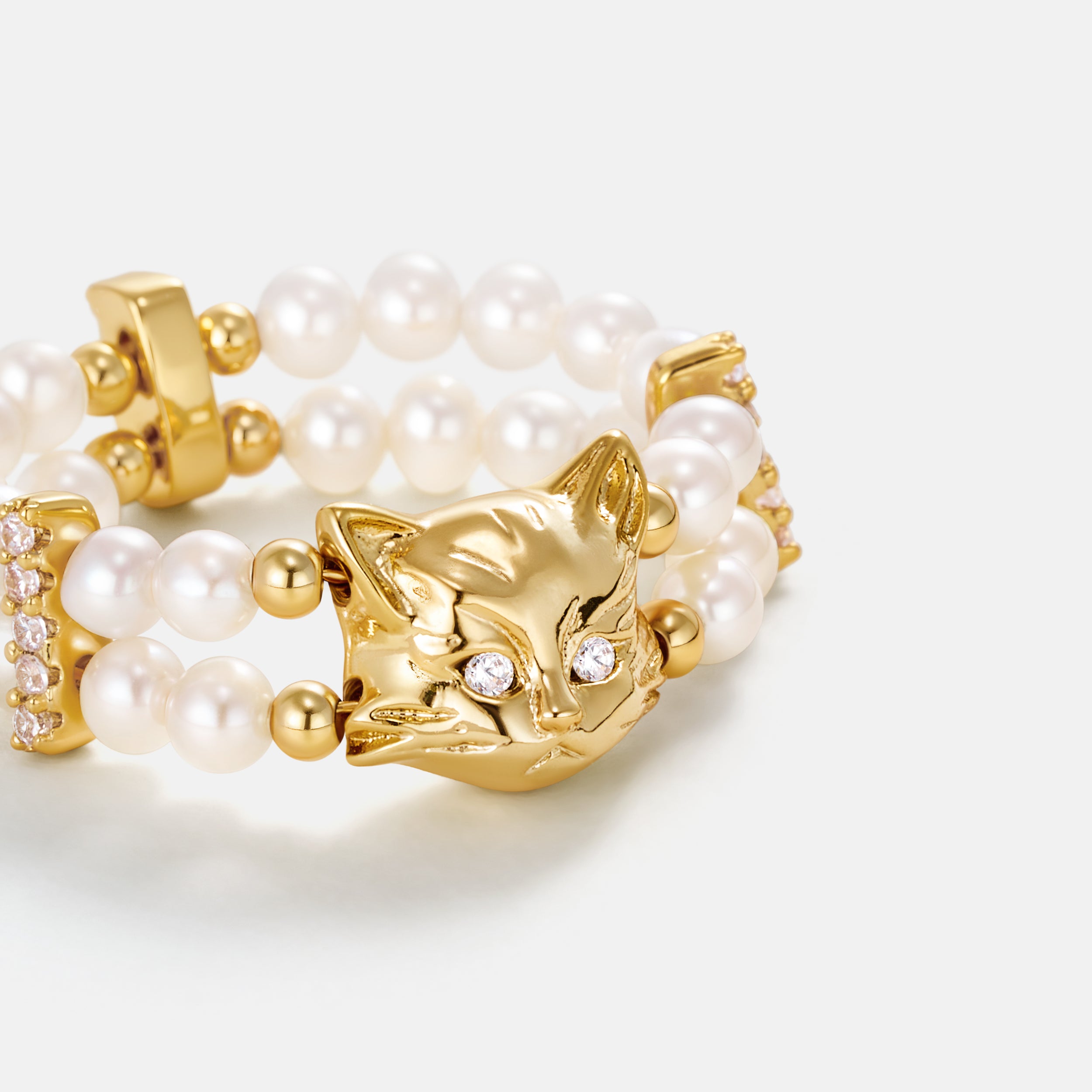 Cat Pearl Beaded Ring