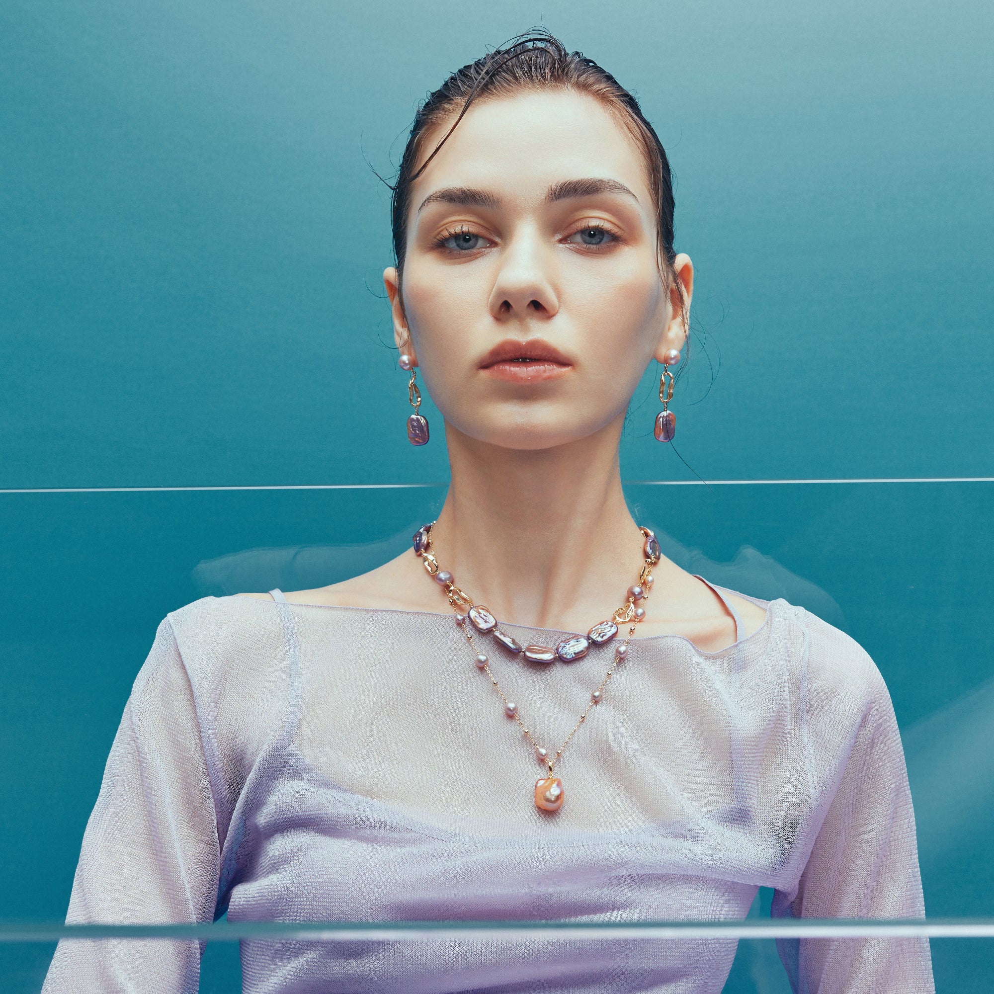 Purple Baroque Pearl Earring