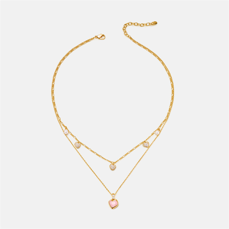 Blush Heart Layered Rose Quartz Necklace
