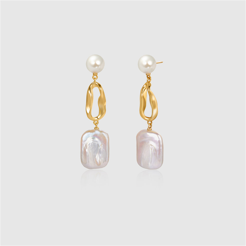 White Baroque Pearl Earring