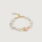 Blush Heart Rose Quartz Pearl Bracelet